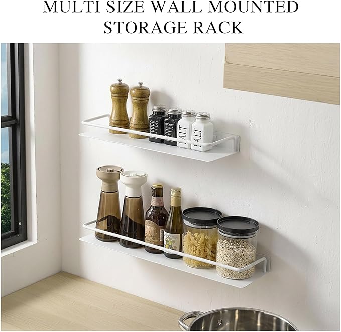 RFOUO Metal Wall Shelf, Metal Floating Shelf, Black Floating Shelf, Small Shelf for Wall, Display Shelves for Bathroom Bedroom Kitchen (White, 12Inch)