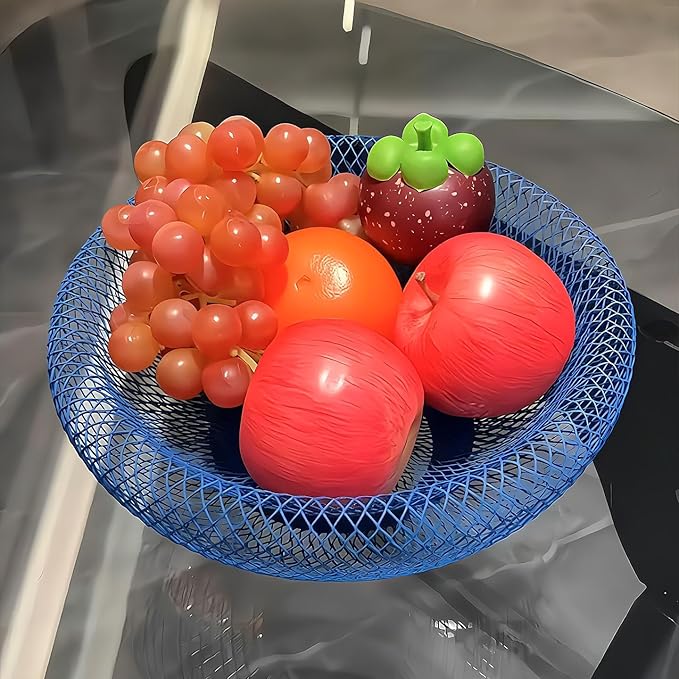 Nest Fruit Bowl with Drainer - Modern Home Decor, Creative Fruit Basket for Kitchen Counter, Dining Table, Living Room Coffee Table - Stylish Ins Aesthetic Storage & Display (Blue)