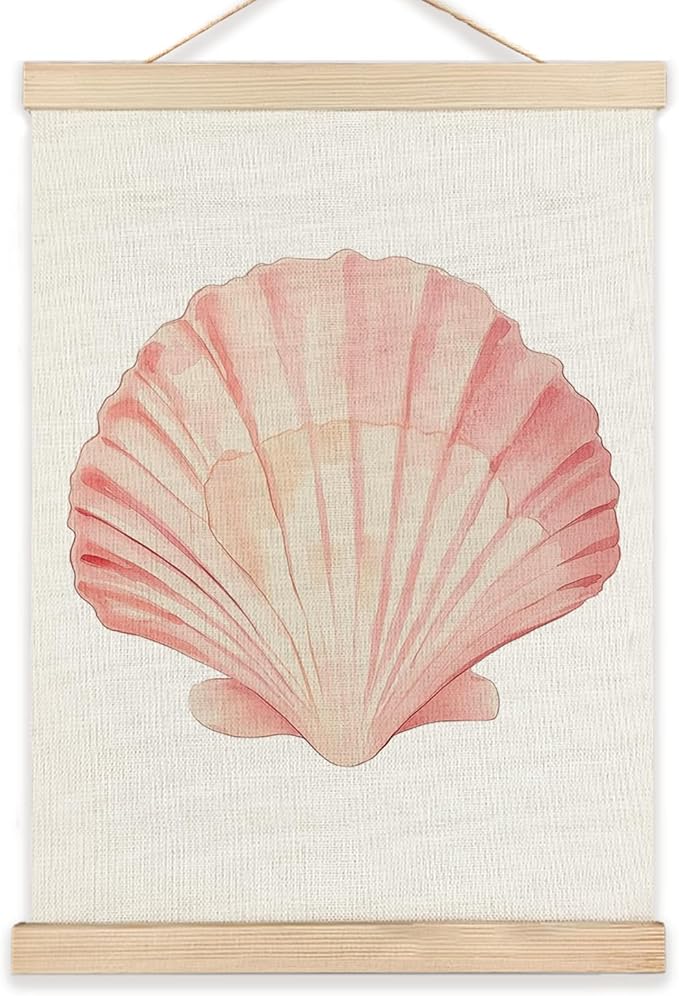 Coastal Cowgirl Granddaughter Room Decor, Pink Seashell Wall Art Poster, Coastal Wall Decor, Seashell Wall Decor, Beach Wall Decor, Preppy Beach Room Decor, Beach House Decor, 12x16 Inches