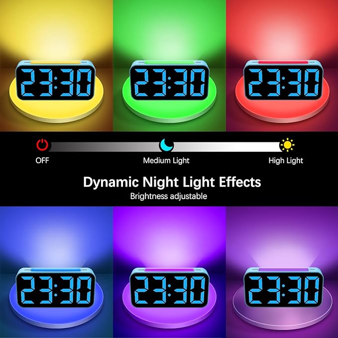 Topski Loud Alarm Clocks for Bedrooms Heavy Sleepers, Digital Clock with Night Light, Large Display, Dual Alarm, Snooze, Dimmable Bedside Alarm Clock for Kids Teens Boys Girls