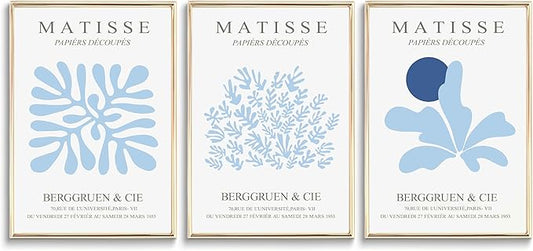 FYARTKJ 3Pcs Blue Coastal Wall Art Prints Coastal Granddaughter Aesthetic Wall Decor Pictures Abstract Minimalist Beachy House Posters for Bedroom Living Room Gallery Home Decoration Unframed 16x24in