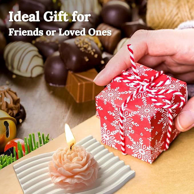 Light-Peach Peony Flower Shape Candles for Women - Aromatic Pastel Aesthetic Candle with Rose Fragrance - Christmas Gift for Friends Colleagues and Classmates (3 inch)