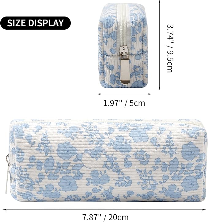 Pencil Case Lightweight Aesthetic Pen Case Office College School Storage Bag Pouch Holder Box Organizer Makeup Pouch Cosmetic Bag for Girls Boys Kids (Flowers-Bow)
