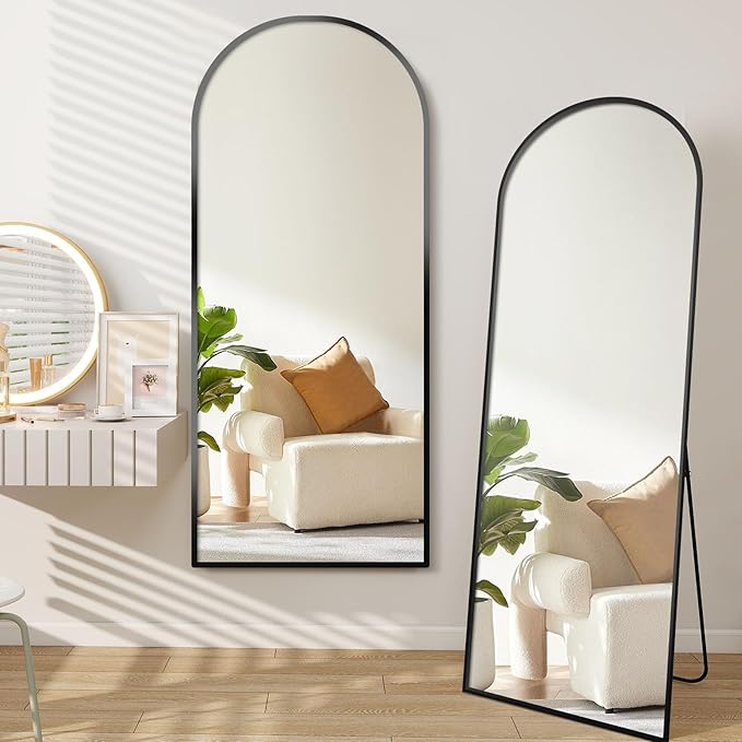GlasFlength 58"x20" Full Length Mirror Arched Body Dressing Floor Standing Mirrors, Black