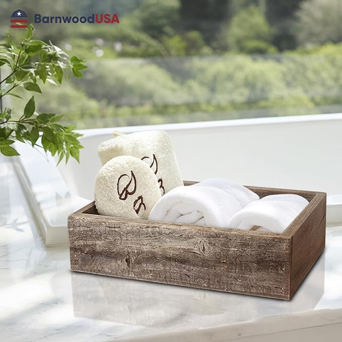Small Wooden Planter Box – Rustic 2-Pack Wood Window Planter Box Set for Centerpieces & Storage – Durable Wooden Boxes for Decor - Perfect Toilet Basket for Bathroom Organizer