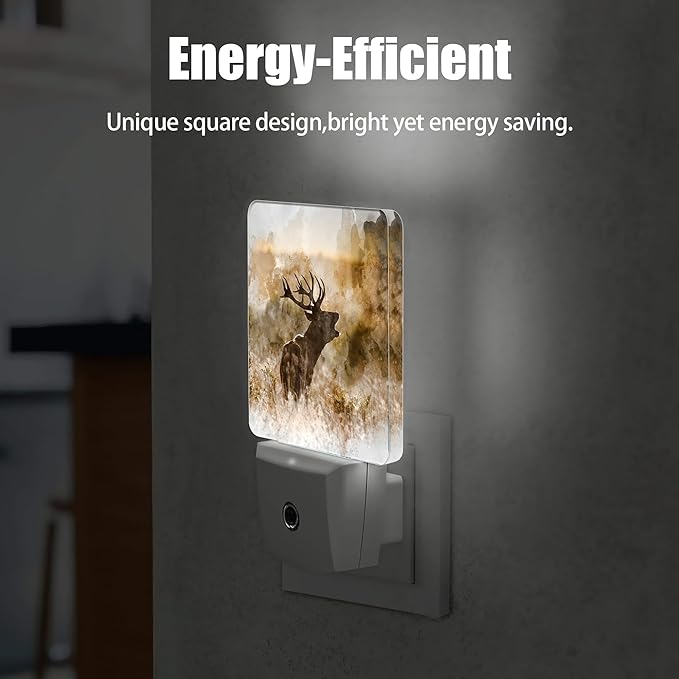 Deer Autumn Fall Night Light Plug in Wall Lamp Smart Dusk to Dawn Sensor for Home Decorative, Kids Room Bedroom Bathroom Kitchen Hallway Gifts
