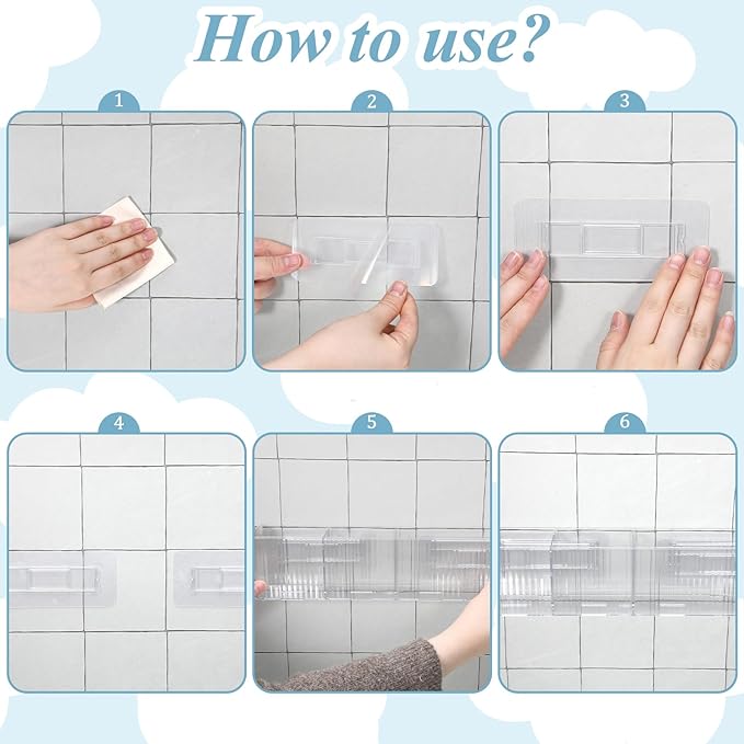 3 Pack Bathroom Makeup Organizer Long Narrow Clear Cabinet Door Organizer Wall Mount Clear Bathroom-Organizers and Storage with 3 Compartments Acrylic Shower Shelves for Kitchen & Bathroom,Office
