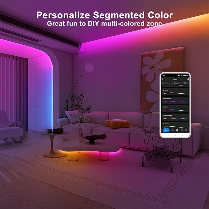 Tatazone 32.8ft Bluetooth RGB+IC COB Led Strip Light with App, Chasing COB Light Strip, Segmented Control, Music Sync, Color Changing Led Lights for Home Decor, Gaming, Cabinet, Desk