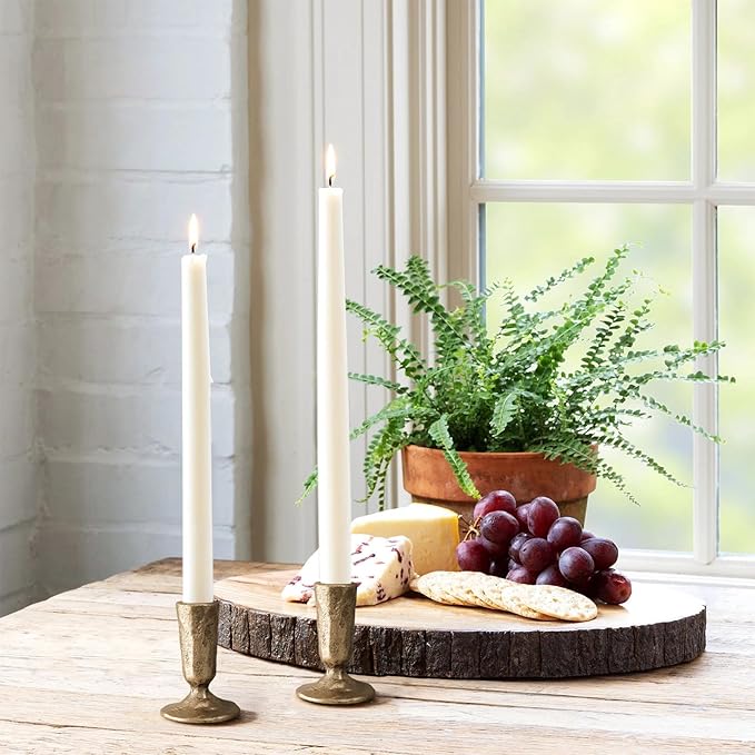 Handcrafted Antique Brass Iron Taper Candle Holders - Set of 2 Elegant Candlesticks for Weddings, Dining, and Parties, Timeless Décor Accent