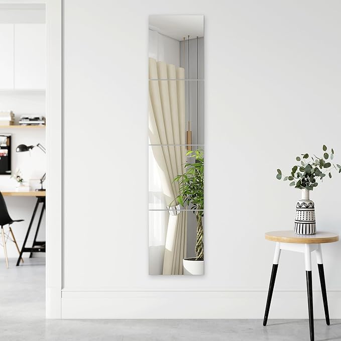 TRAHOME Home Gym Mirror Tiles for Wall, 14"x12"x4PCS Full Length Home Gym Workout Mirror for Garage, Bedroom, Living Room, Over The Door