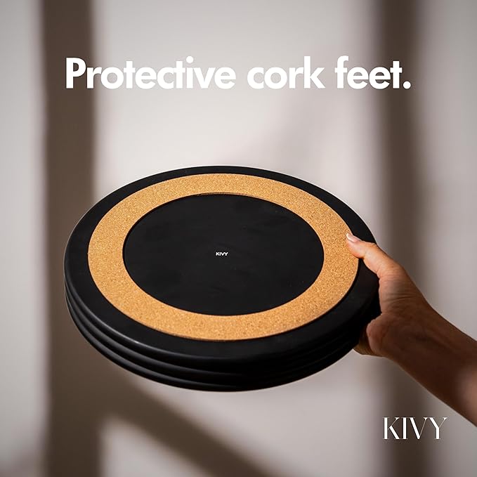 KIVY Round Decorative Concrete Tray 11x1,5 Inch - Modern Circle Coffee Table Tray - Home Decor Flat Bowl for Livingroom & Bedroom - Bandejas Decorativas - Circle Coffee Table Centerpiece (Cream)