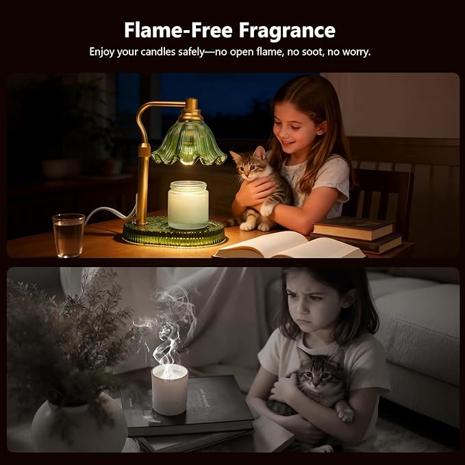Candle Warmer Lamp with Timer Dimmable, Adjustable Candle Warmer Lamp for Jar Candles 3-Wick, Flameless Smokeless Candle Heater with 2 Bulbs, Home Decor Birthday Mothers Day for Women Mom