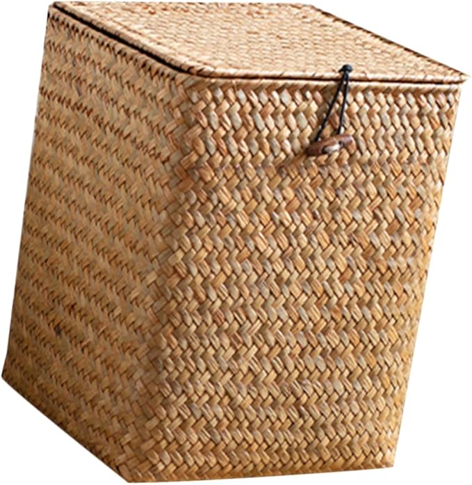 PRETYZOOM Sea Grass Storage Box Multi Functional Makeup Organizer for Desktop Chic Sundries Holder Decorative and Practical Home Storage