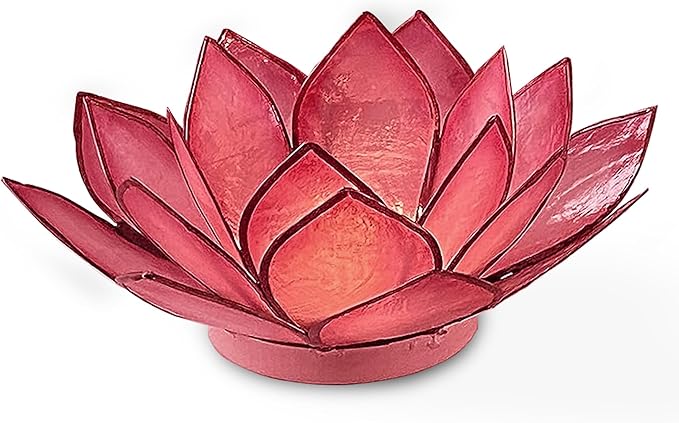 Om Gallery Capiz Shell Lotus Flower Decor Tealight Candle Holder for Serene Ambiance - Handmade Decorative Candle Holders for Meditation, Yoga, and Relaxation, Flamingo