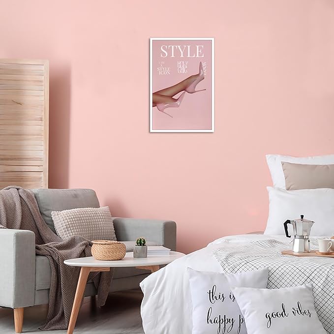 Trendy Pink Heels Poster High Heel News Headline Canvas Wall Art I Am A Style Icon Magazine Cover Aesthetic Prints Painting For Living Room Bedroom Apartment Wall Decor 12x16in Unframed