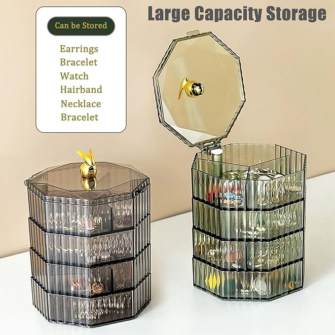 Jewelry Organizer with Handle, 4-Layer Acrylic Jewelry Box, Clear Jewelry Boxes for Women Girls, Make up Earring Organizer, Jewelry Storage Holder