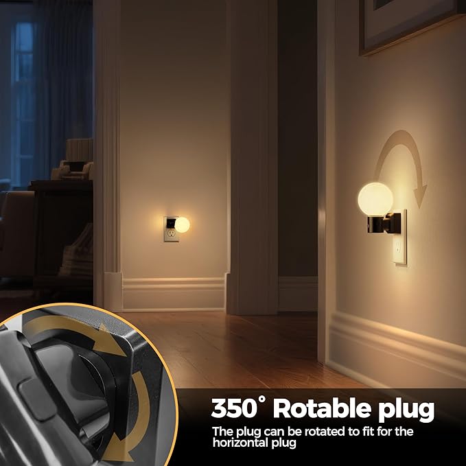 DORESshop Moon Night Light, Night Lights Plug into Wall, Dusk-to-Dawn Sensor, 3D Design 3000K Soft White, Dimmable Nightlights Indoor for Bathroom, Bedroom, Hallway, Stairs, 2 Packs