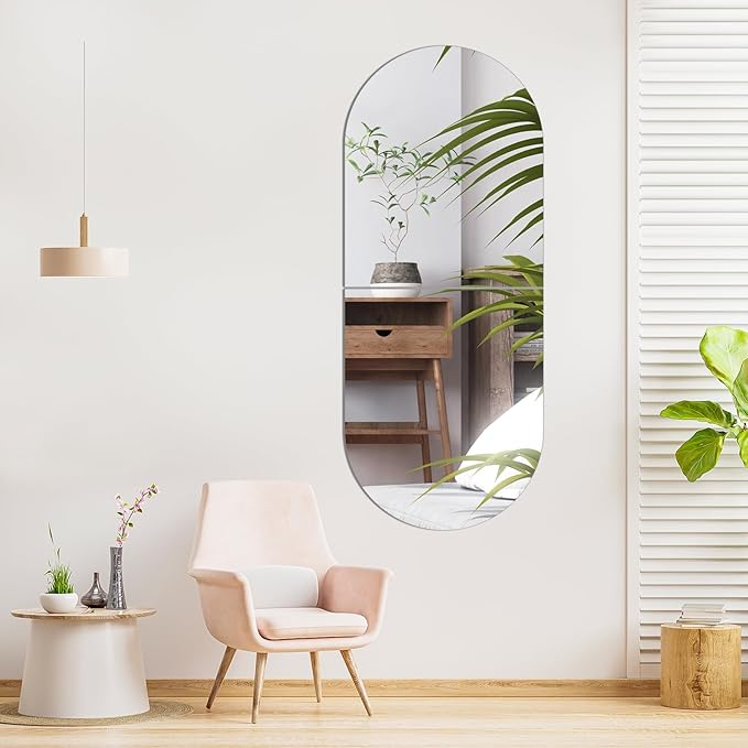 Arched Mirror for Bathroom, 16" x 12" x 2PCS Arched Bathroom Mirror Frameless Self Adhesive Glass Wall Mirrors with Polished Edge for Firplace,Hallway,Restroom,Salon Decor