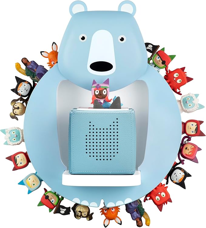 TonieBox Storage, Tonies Storage Shelf,Creative Bear Design Children's Magnetic Tonies Shelf,30-40pcs Tonies Figures Floating Shelf for Tonies Figures Display (Blue).
