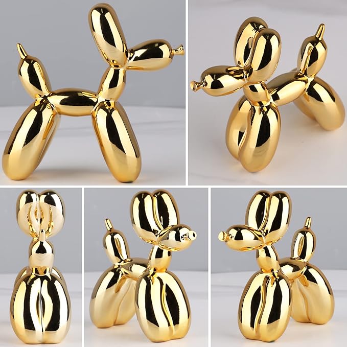 Gold Balloon Dog Decor,Gold Room Decors,Balloon Animal Preppy Room Shelf Decor,Cute Statue Home Decors,Bedroom Modern Sculpture Desk Decoration,Golden Decorations Figurines