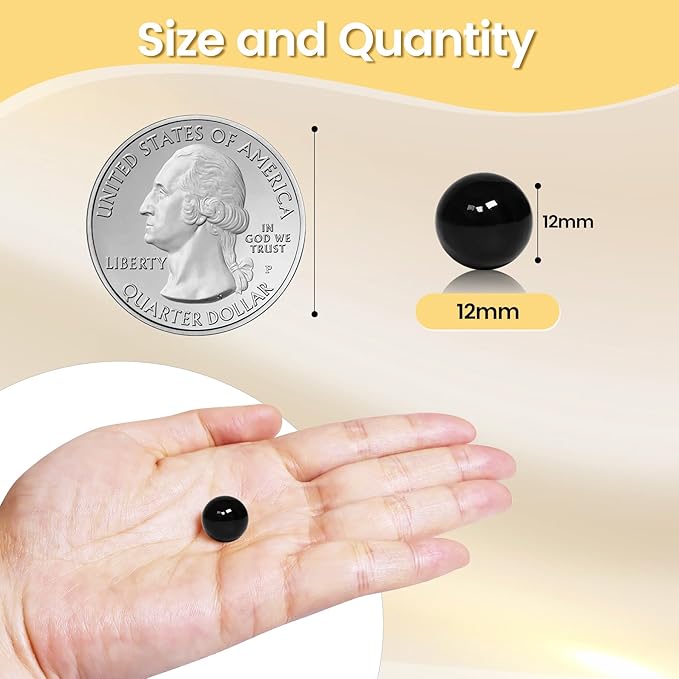 350Pcs Black Vase Filler Pearl Beads for Crafting 12mm Beads No Holes Decor Suitable for Wedding Decor, Party Decorations, Centerpiece Table Decorations
