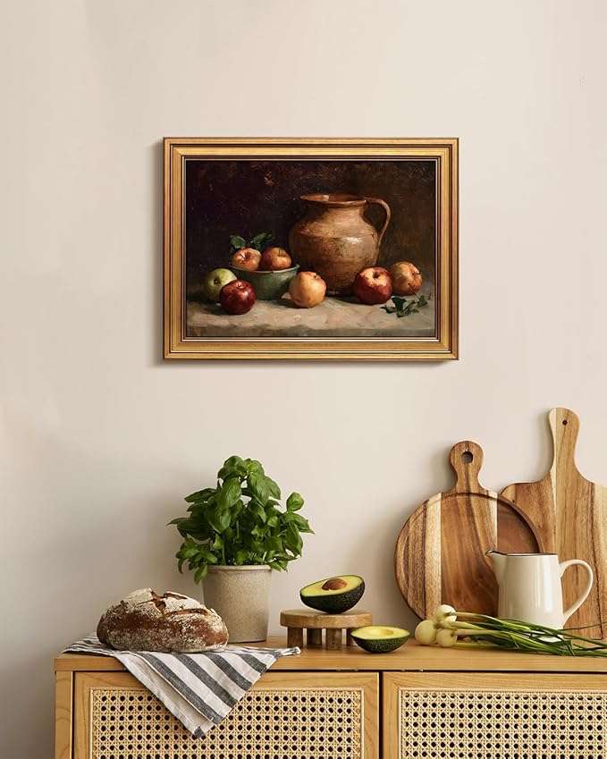 Bzstyleart Vintage Wall Art Decor, Gold Framed Wall Art 12 x 16 Inch Rest Still Life, Vintage Gold Framed Wall Art, Canvas Picture Print Painting for Bedroom Living Bathroom, Halloween Gifts