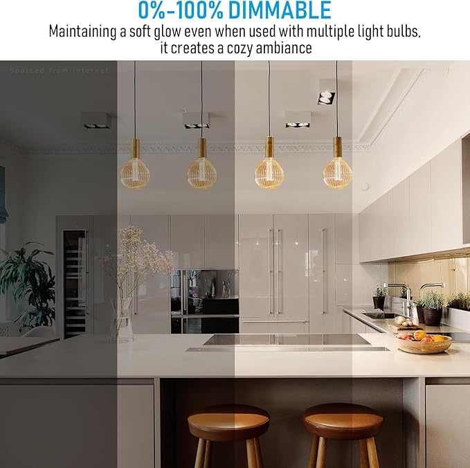 ESCENA Artist Series LED Globe Decorative Light Bulb 3.5W, G125 Round Edison Bulbs Dimmable, Virtual Filament Vintage Edison Bulb, Clear Glass, E26 Medium Base, UL Listed, 2200K Soft Warm White