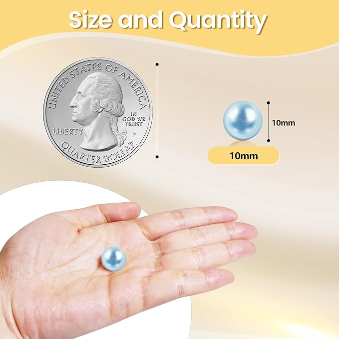 600Pcs Light Blue Vase Filler Pearl Beads for Crafting 10mm Beads No Holes Decor Suitable for Wedding Decor, Party Decorations, Centerpiece Table Decorations
