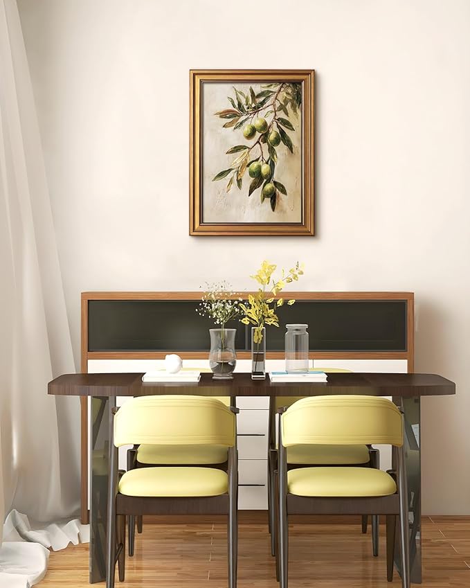 Bzstyleart Vintage Wall Art Decor for Bedroom, Oil Painting Olive Branch Botanical Wall Art, Vintage Botanical Painting, Room Decor Aesthetic for Kitchen, 12 x 16 Inch