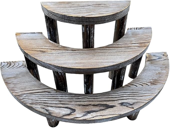Cologne Organizer for Men Display Risers - 3 Tier Wooden Perfume Stand Shelf Cupcake Holder Half Moon Tiered Dessert Stand 17" x 7.8" x 7"