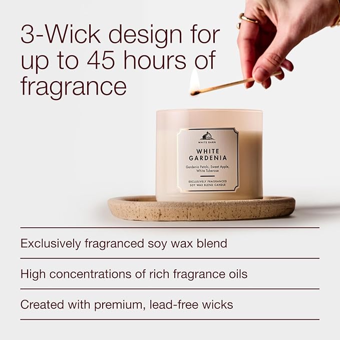 Bath & Body Works White Gardenia 3-Wick Candle - Scented Candle for At-Home Use - Long-Lasting, Room-Filling Fragrance - High Fragrance Oil Concentration - Soy Wax Blend - 2-Pack