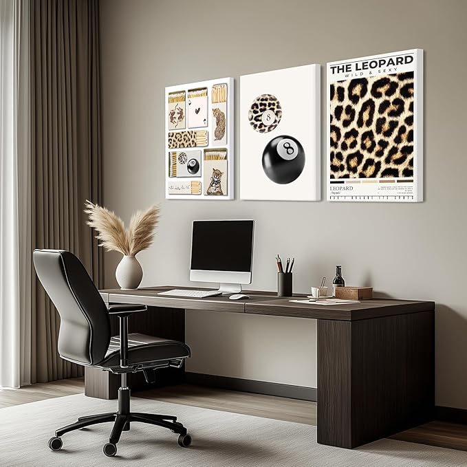 Trendy Leopard Wall Art Decor Cheetah Aesthetic Canvas Prints Preppy Cheetah Room Decor Poster Stylish Matchbox Wall Art Funky Y2k Pictures Lucky 8 Ball Artwork for Bedroom 16x24x3 Inch Wrapped Canvas