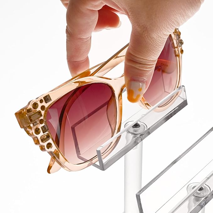 MOOCA 6 Tier Premium Acrylic Eyeglass Holder Stand, Sunglasses Orgaznizer, Sunglass Holder, Eyeglass Display, Eyewear Rack, Glass Display
