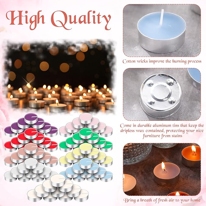 Huquary 108 Pcs Scented Tea Lights Candles Mini Scented Tealight Candles Bulk for Burning Approximately 4 Hours Time(Mix)