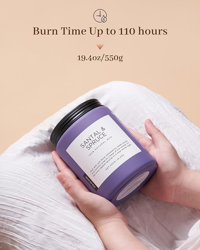M&SENSE Sandalwood Spruce Scented Candles for Home,19.4oz 110 Hour Slow Burning Aromatherapy Candle for Stress Relief Meditation Relaxing SPA Large Candle Gifts for Mother's Day