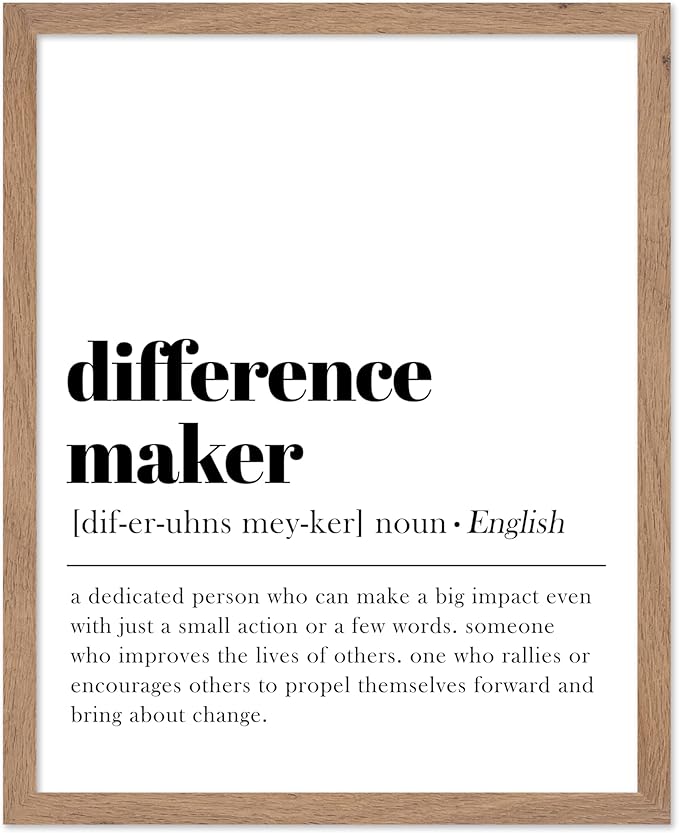 Poster Master Typography Poster - Dictionary Print - Definition of Difference Maker, Book Page - Gift for Teacher, Mentor, Friend - Wall Decor for Home, Classroom, Office, 8x10 Beige Framed