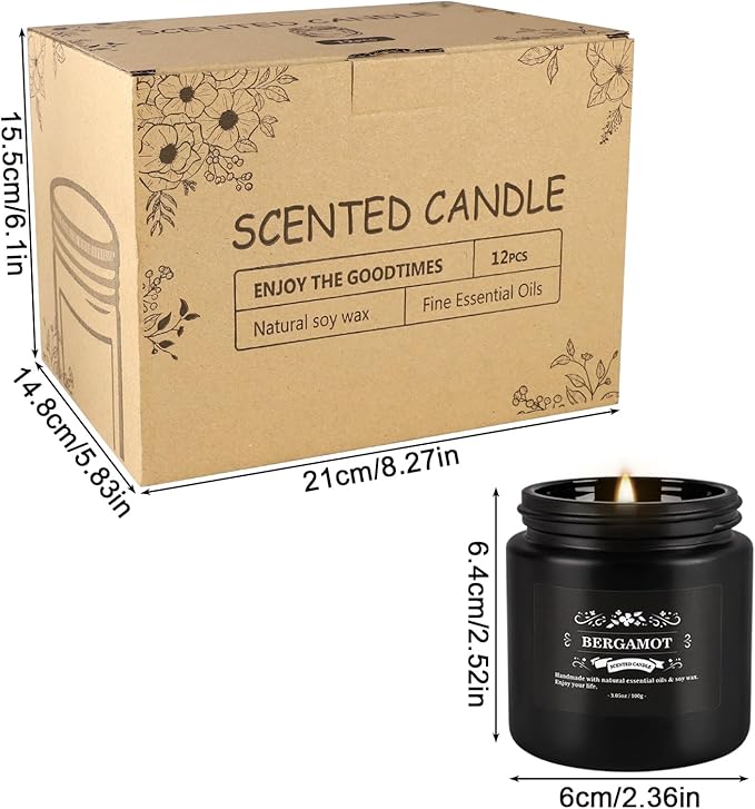 YOROXRG Scented Candles Gifts Set 12 Pack Soy Wax Travel Tin Jar Candles for Home 3.05 OZ for Mom for Christmas, Birthday, Thanksgiving, Mother's Day(Black)