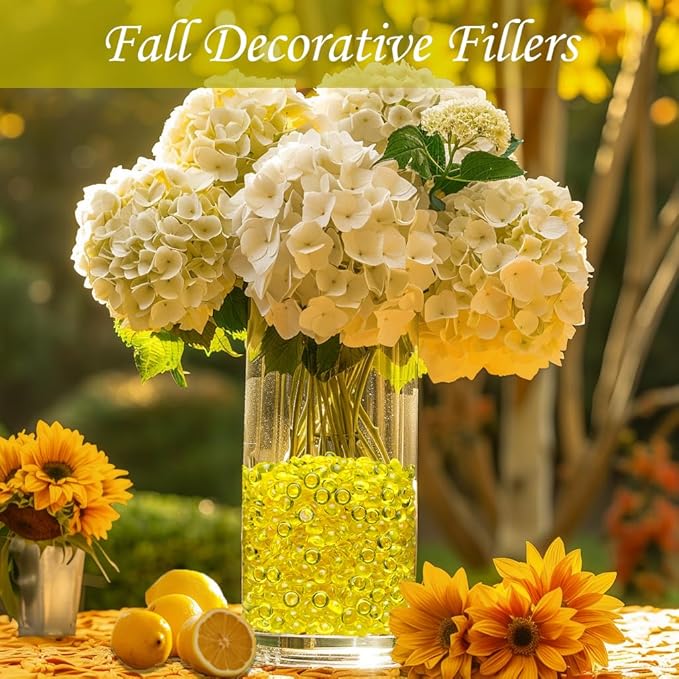 HappyFiller Easter Spring Decoration 4400 PCS 7mm Small Acrylic Flat Marbles,Party Confetti Table Scatters,Makeup Brush Candle Holder Decor Vase Fillers,Yellow