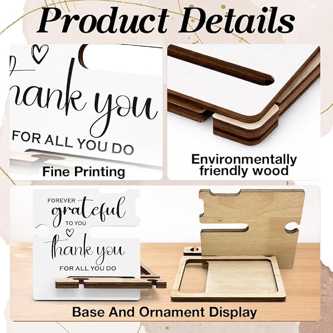 Appreciation Gifts for Teacher Coach Mentor Boss Leader Coworkers Employee Staff - Multi-functional Desk Organizer - Motivational Office Quote Wooden Sign for Office Desk Shelf Decor