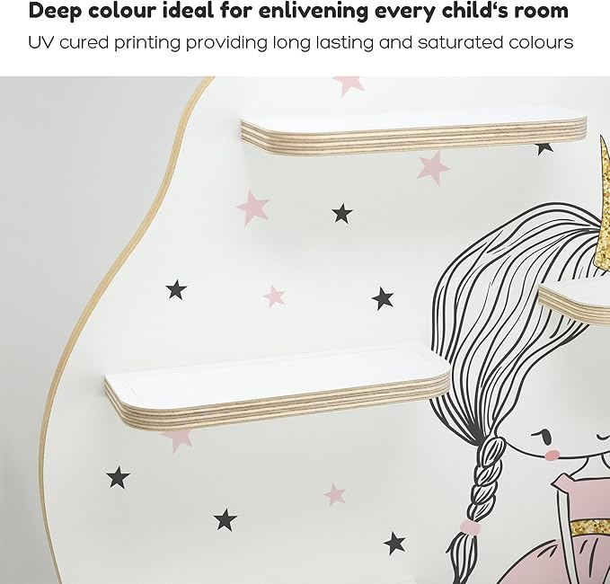 stadtecken Wooden Shelf for Music Box I Suitable for The Toniebox and ca. 50 Tonies I Perfect Storage in The Children's Room I for Setting up or Hanging (Large, Flower Princess)