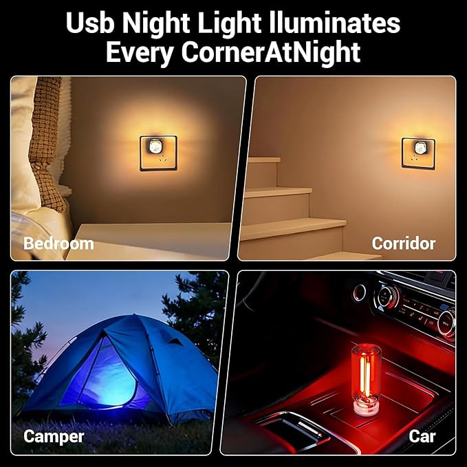 Car USB Light Bulbs, Retro Glass Bottle LED Night Lamp with Touch Dimmable Control, Portable Interior Ambient Lighting for Vehicle, Bedroom, Hallway, Camping, Gift for Christmas or Birthday,Warm White