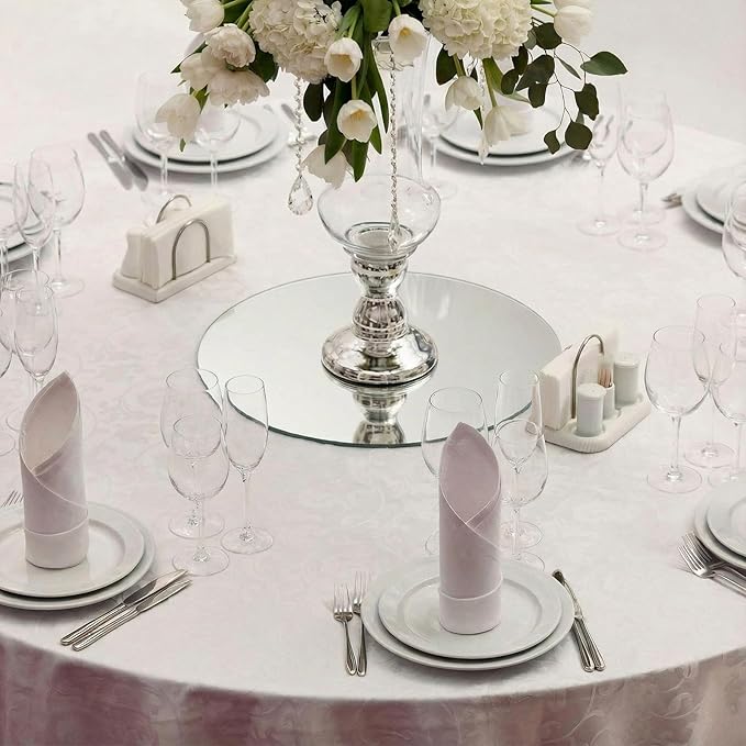 Amyhill 8 Pcs Round Mirrors for Centerpieces Table Decorations Acrylic Circle Mirrors Tray Candle Plates for Wedding Baby Shower Birthday Party Bulk Supplies(14 Inch)