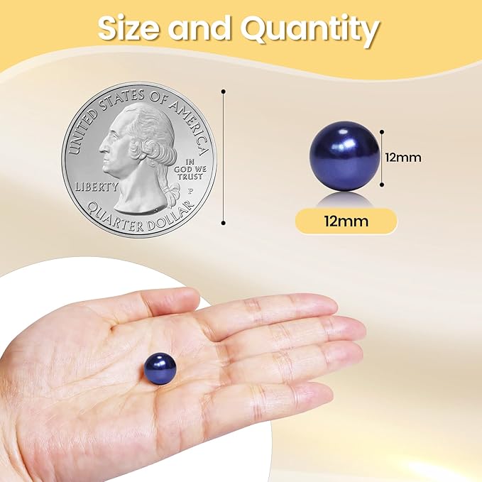 350Pcs Navy Blue Vase Filler Pearl Beads for Crafting 12mm Beads No Holes Decor Suitable for Wedding Decor, Party Decorations, Centerpiece Table Decorations