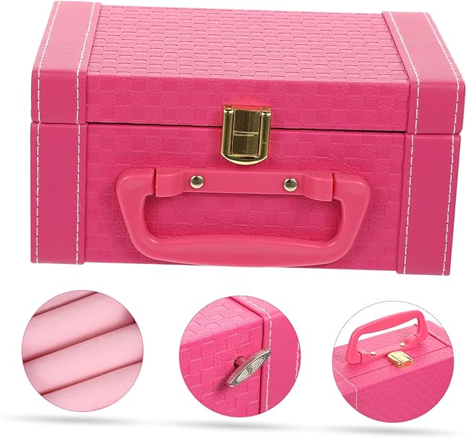 balacoo Elegant Jewelry Box Organizer Pink Storage Case for Jewelry Makeup and Accessories Buckle Lock for Women and Girls