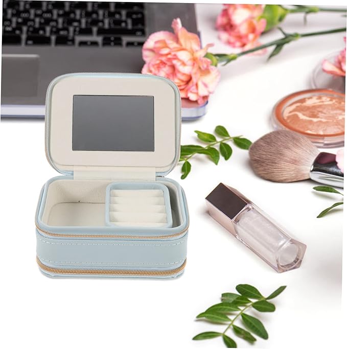 Box Necklace Jewelry Box Ring Jewelry Box Ring Organizer Box Travel Jewelry Organizer Earring Box Organizer Makeup Train Bag Travel Jewelry Case Portable Small Jewelry Organizer Pu ( Color : Sky-blue