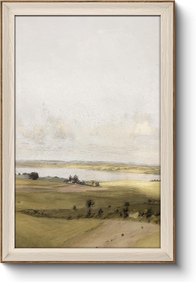 VIYYIEA Large Framed Wall Art for Living Room, Landscape Canvas Home Decor Vintage Natural Oil Painting Picture, Beautiful Scenery Wall Decor Gifts for Friends or Family -【A Hilly Landscape】-(24"x36")
