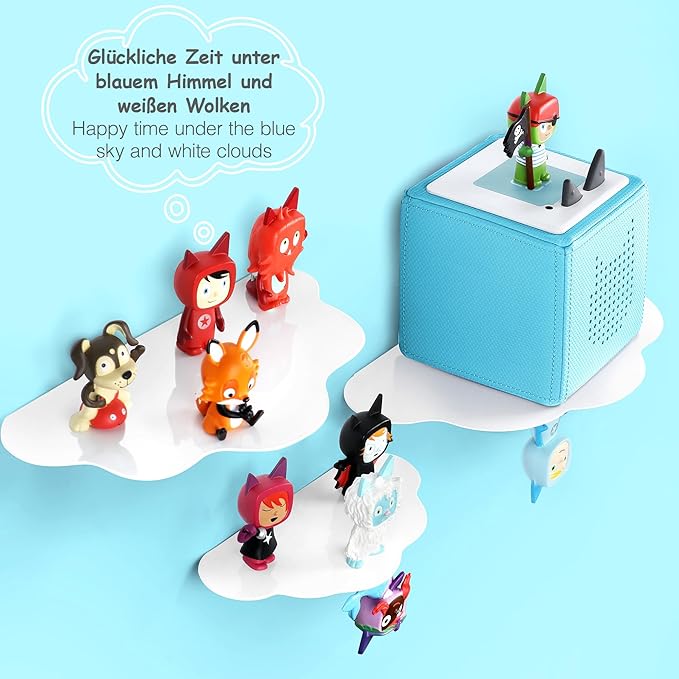 3 × Cloud for TonieBox Storage Organizer Shelf, Magnetic TonieHolder & Tonie Display Stand for TonieBox 1/2, Tonie Storage Rack Holds 60‑70 Tonie Characters