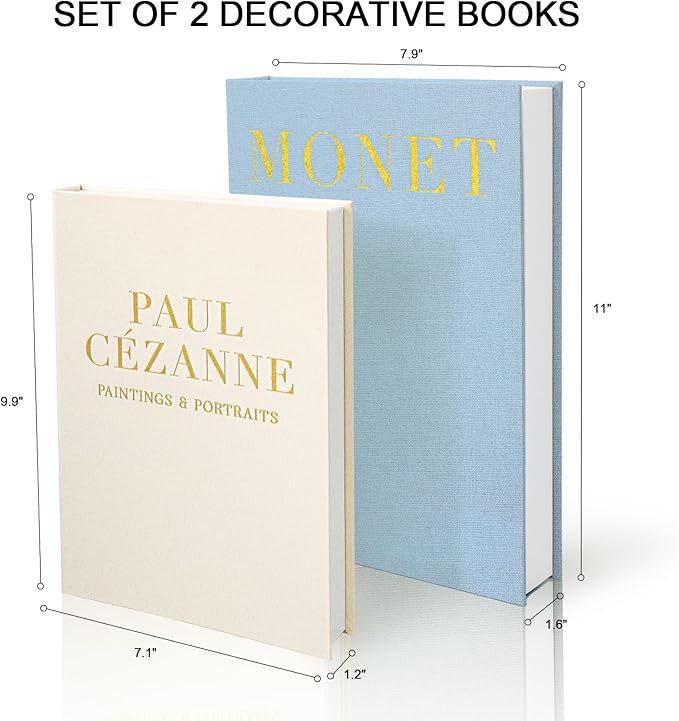 Aesthetic Decorative Books - Fake Books Storage Box for Decoration - Set of 2 Linen Coffee Table Decor - Photo Storage Keepsake Box for Room Bookshelf Decor, Blue