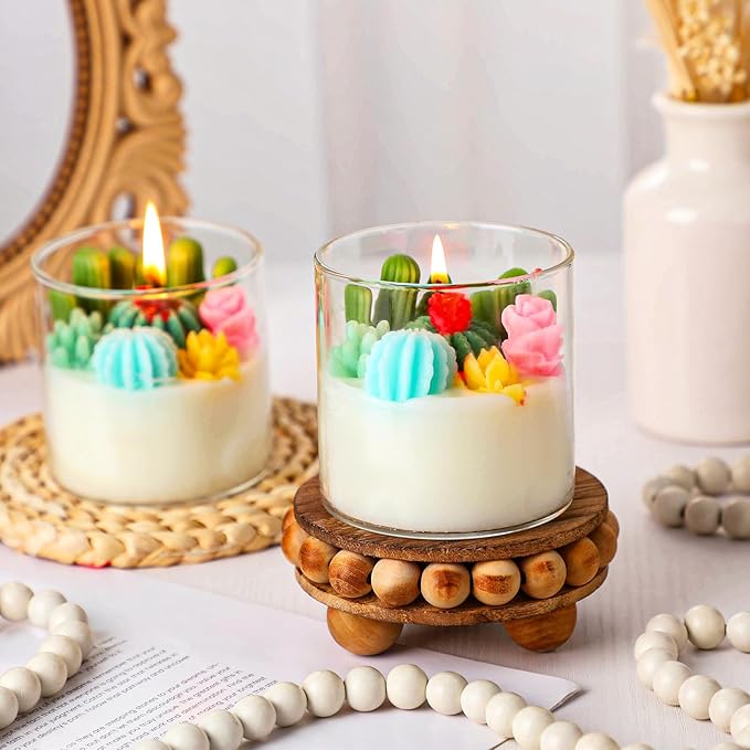 Tondiamo Succulent Cactus Candles Gift, 3.15 Inch Scented Decorative Terrarium Plant Candles Votive for House Warming Wedding Baby Shower Spa Home Decoration Christmas Gifts, Pastel