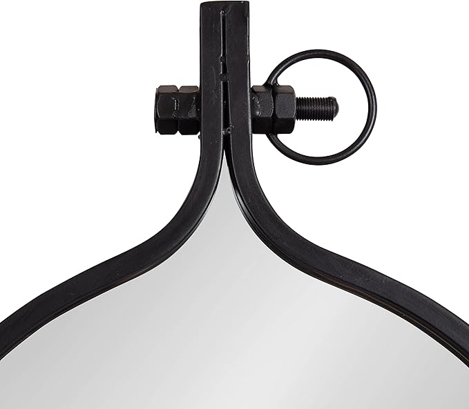 Kate and Laurel Yitro Traditional Oval Metal Framed Wall Mirror; 20 x 34; Black; Industrial Accent Mirror for Farmhouse Decor